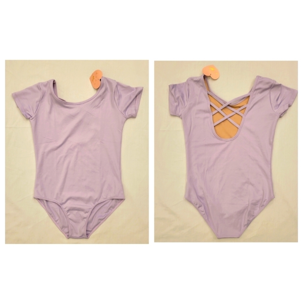 MdnMd Dance Gymnastic Leotard short Sleeve crisscross back size XL